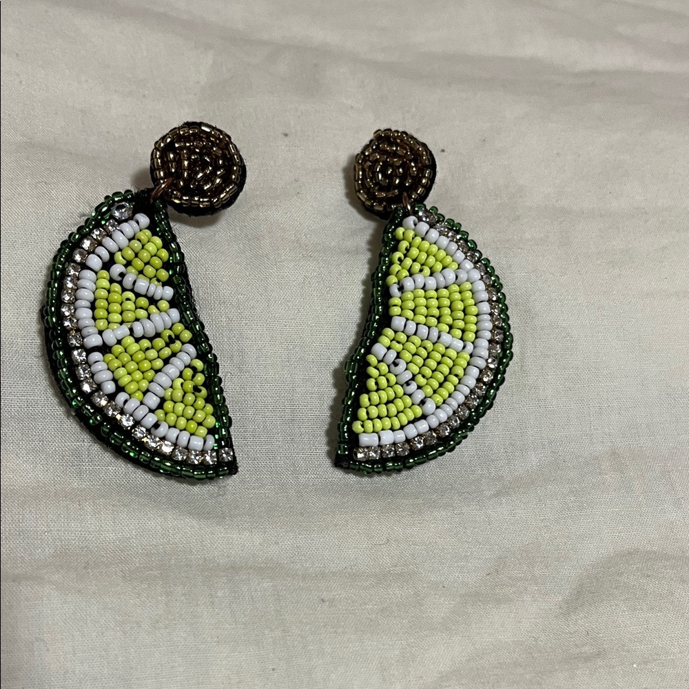 Earrings Beaded Lime Slice Earrings‎ wedges